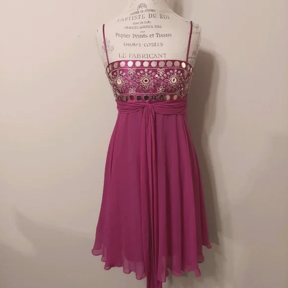 BCBGMaxAzria | Dresses | Bcbgmaxazria Pink Silk Chiffon Party Dress Sz 4 |  Poshmark